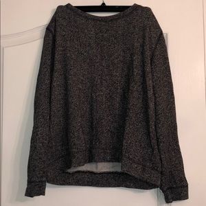 black and white heathered sweater with zipper